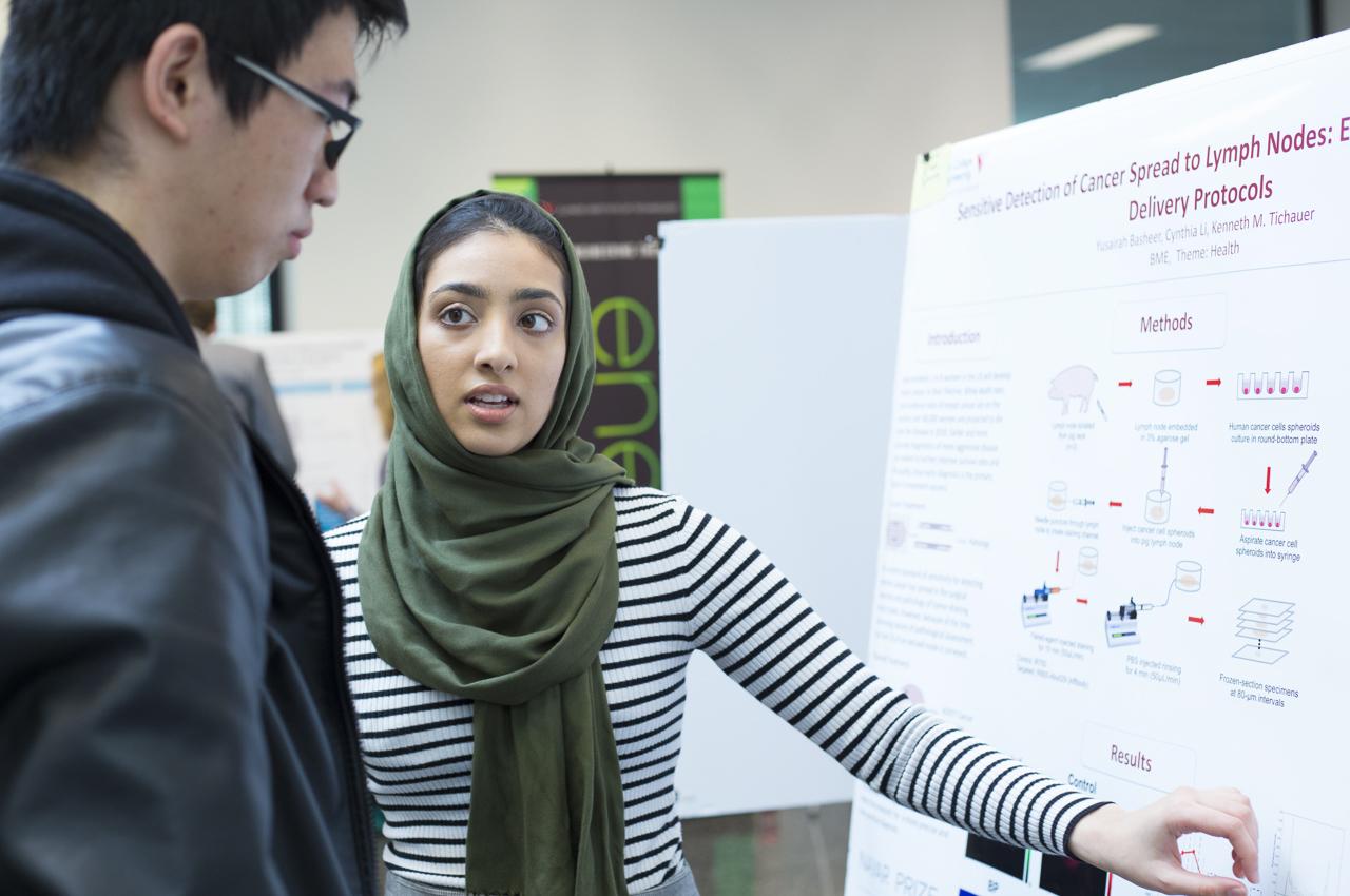 A student explains her summer research